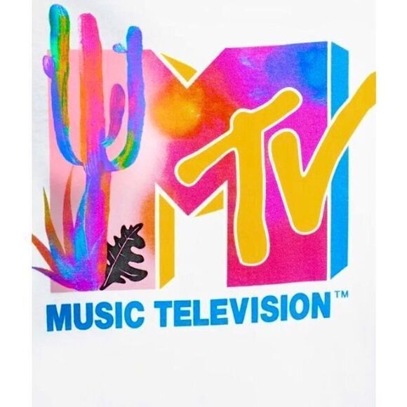 MTV - NWOT - M Sz Large Officially Licensed Festival (Cactus & Aloe) Logo Tee - Picture 1 of 16